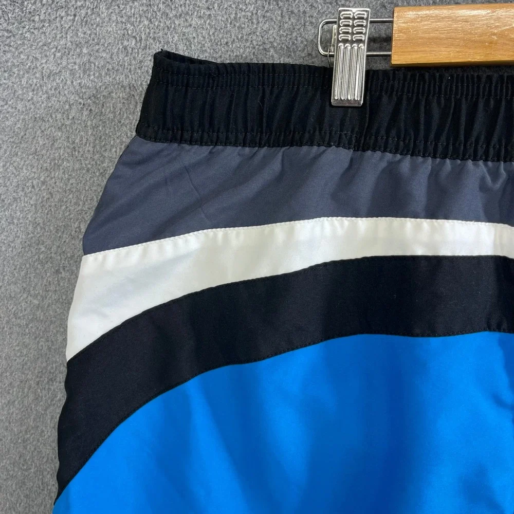 Speedo Mens Swim Trunks Blue Black White Geometric Athletic Size‎ L